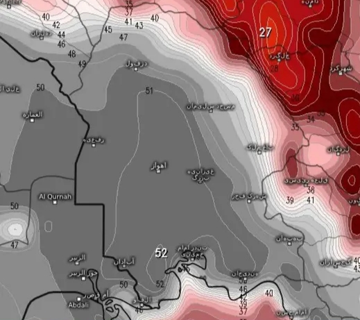 شرجی و گرمای شدید برای خوزستان/ دما ۵۲ درجه می،شود